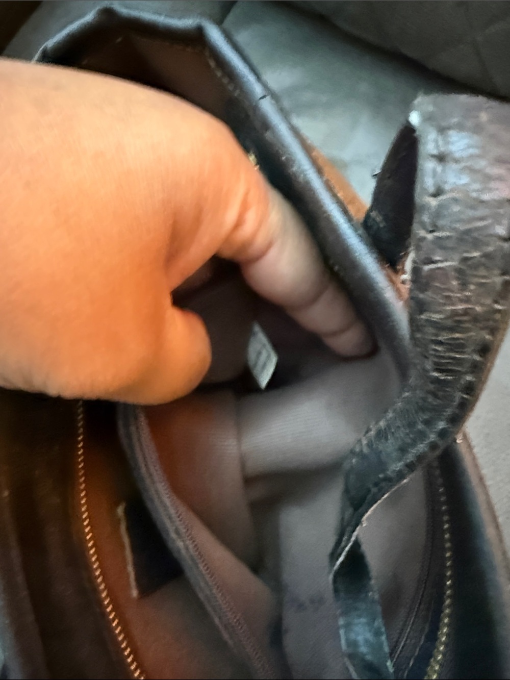 MCM -Style Brown Tote Bag with Blue Stripe - Picture 8 of 8